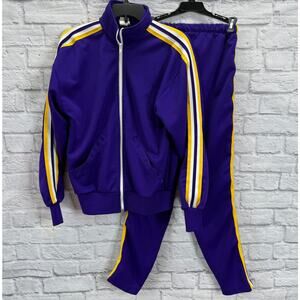 Vintage Varsity Spirit Cheer Warm Up Track Suit Size S Purple Yellow Costume